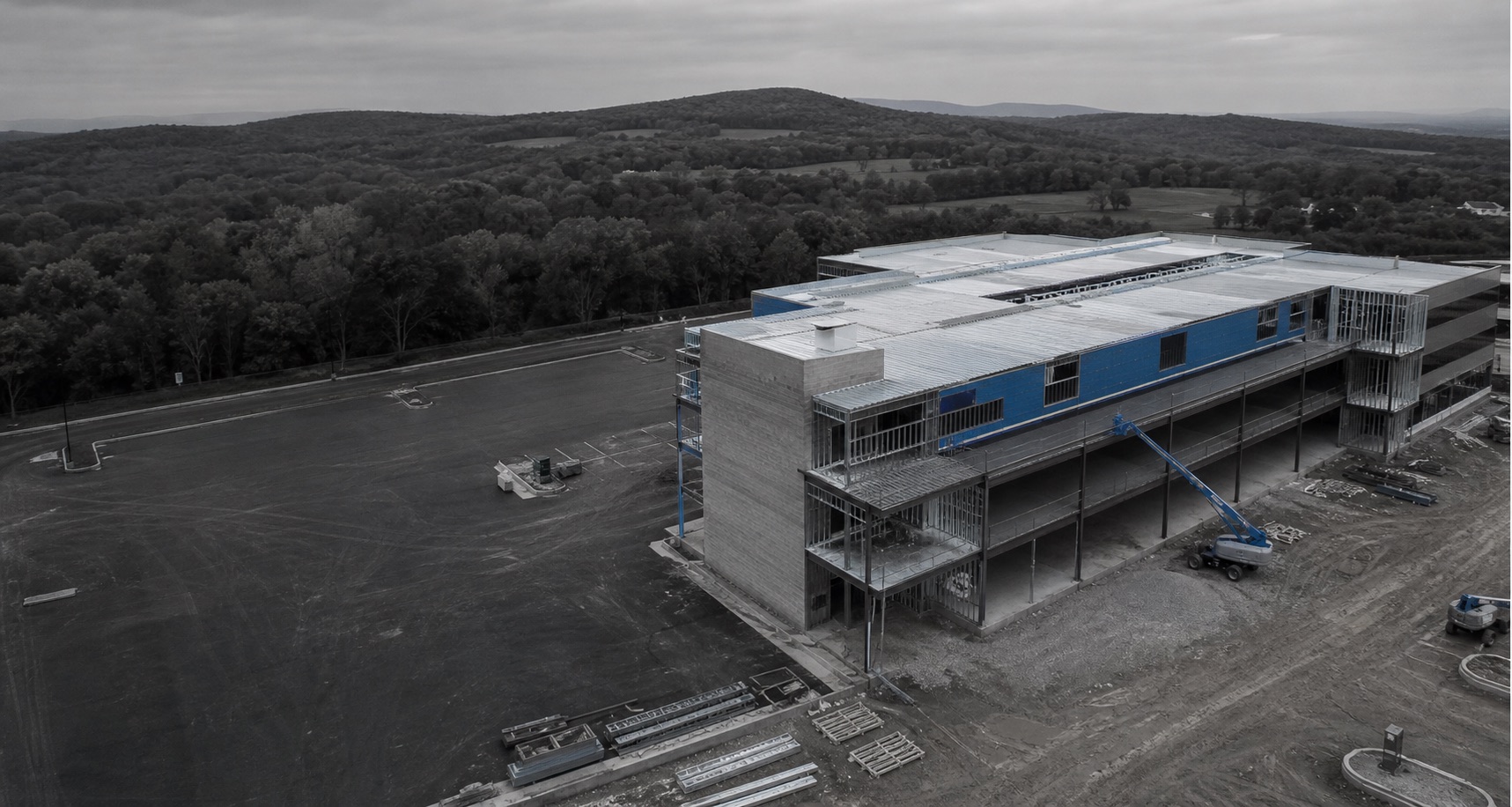 Aerial view of a commercial property
