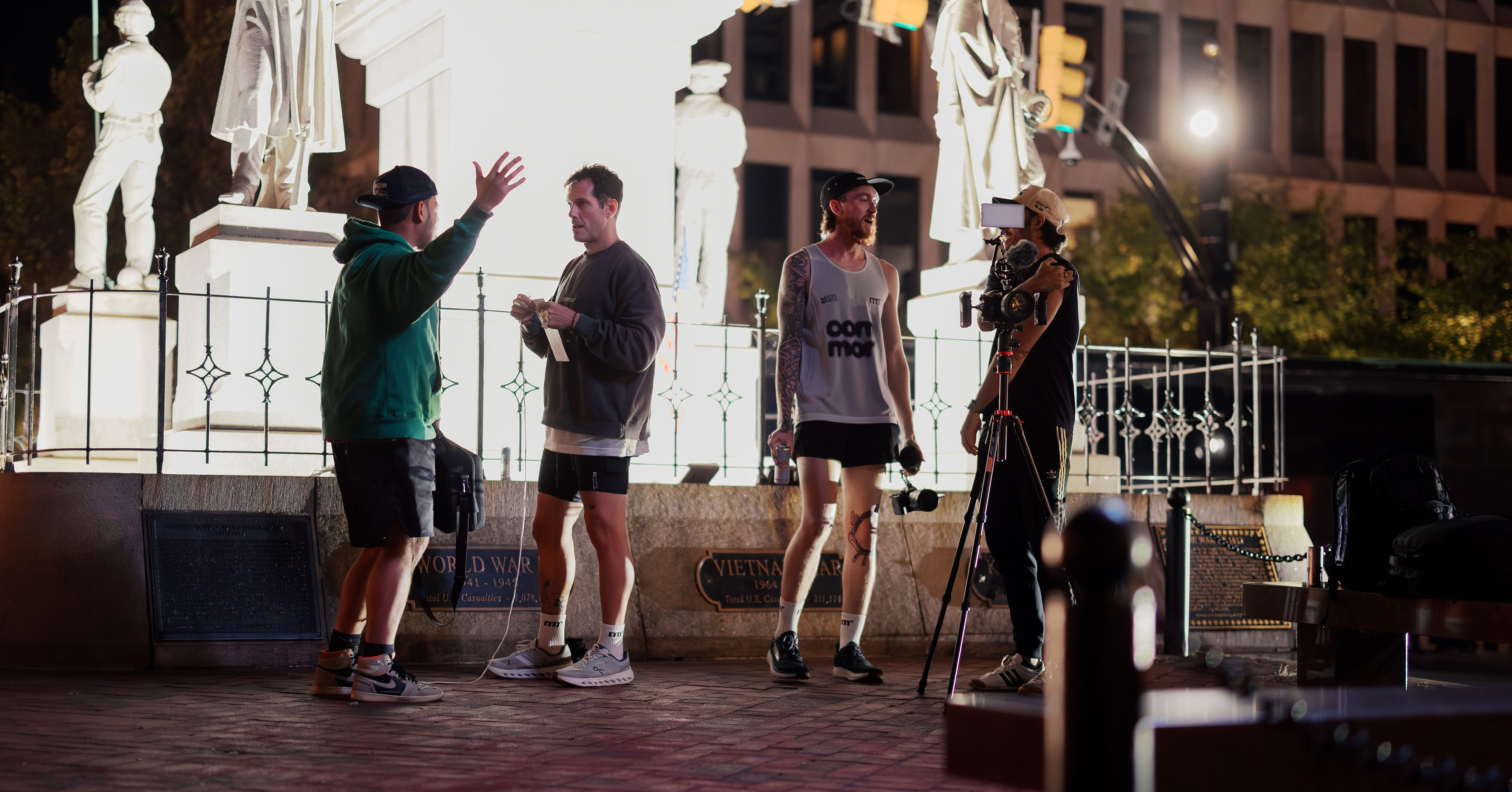 Isadom Sai Parra working with a production crew on location